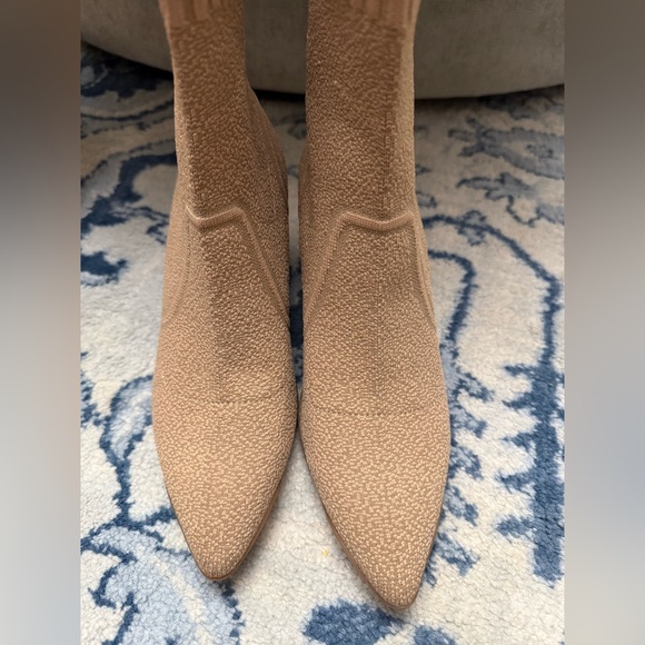 COSY ISLAND BelleVoyage Block Heel Pointed Toe Sock Ankle Booties Boots Apricot - Picture 6 of 10